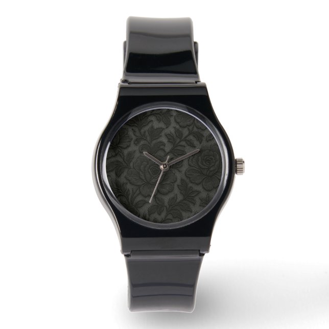 Relogio Renda floral detalhada em preto desing Horloge (Voorkant)