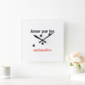 Reloj  amor por los animales vierkante klok (Huis)