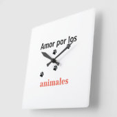 Reloj  amor por los animales vierkante klok (Hoek)