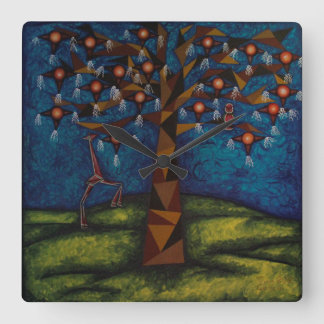 Reloj Árbol de la fiesta eterna Vierkante Klok