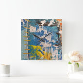 reloj artistico con preciosos tonos azules vierkante klok (Huis)