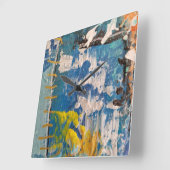 reloj artistico con preciosos tonos azules vierkante klok (Hoek)