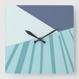 Reloj de pared blå vierkante klok