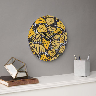 Reloj de pared circular estampado mariposa monarca grote klok