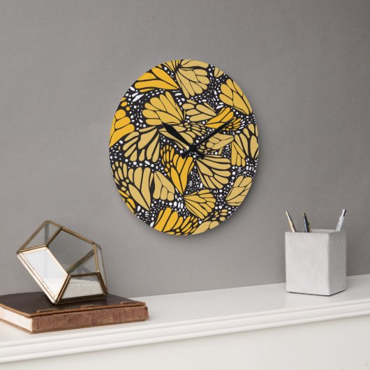 Reloj de pared circular estampado mariposa monarca grote klok (Kantoor)