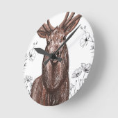 Reloj de pared con diseño de venado con flores. ronde klok (Hoek)