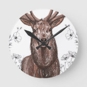 Reloj de pared con diseño de venado con flores. ronde klok (Voorkant)
