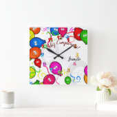 Reloj de Pared con Feliz Cumpleaños personalizado Vierkante Klok (Huis)