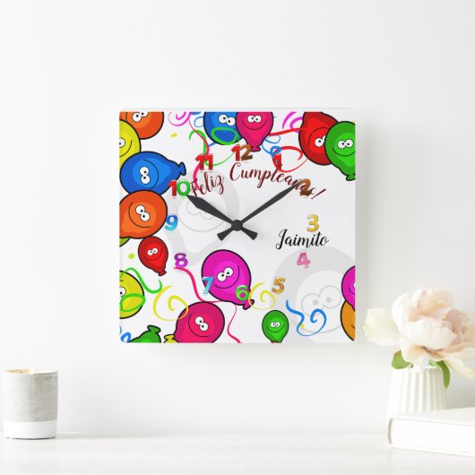 Reloj de Pared con Feliz Cumpleaños personalizado Vierkante Klok (Huis)