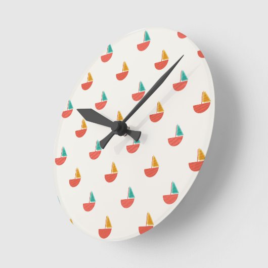 Reloj de pared con patrón de barquitos pequeños ronde klok (Hoek)