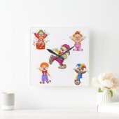 reloj de pared con payasos vierkante klok (Huis)