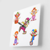 reloj de pared con payasos vierkante klok (Hoek)