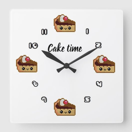 Reloj de pared cuadrado CAKE TIME Vierkante Klok (Voorkant)
