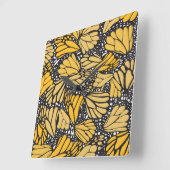 Reloj de pared cuadrado estampado mariposa monarca vierkante klok (Hoek)