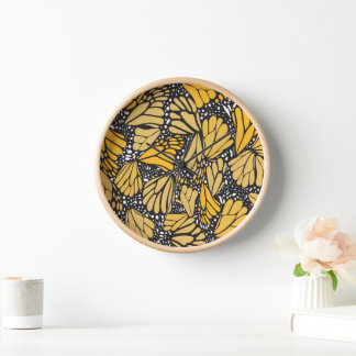 Reloj de pared estampado mariposa monarca