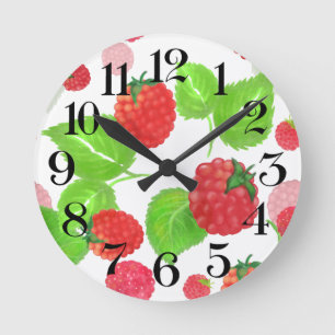 reloj de pared frambuesas a la acuarela ronde klok