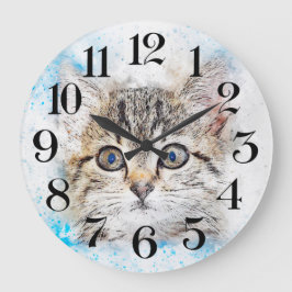 reloj de pared gato a la acuarela grote klok