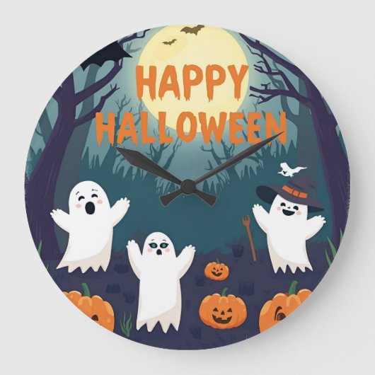 Reloj de pared para niños en Halloween  Grote Klok (Voorkant)