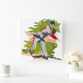 Reloj de Pared Pitcher Lanzando la Pelota Vierkante Klok (Huis)