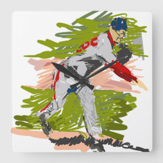 Reloj de Pared Pitcher Lanzando la Pelota Vierkante Klok