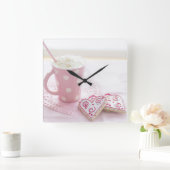 reloj de pared rosado vierkante klok (Huis)