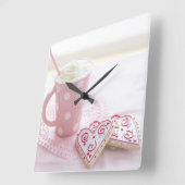 reloj de pared rosado vierkante klok (Hoek)