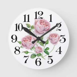 reloj de pared rosas a la acuarela ronde klok
