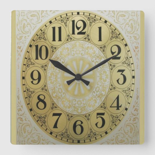 Reloj Dorado Vierkante Klok (Voorkant)