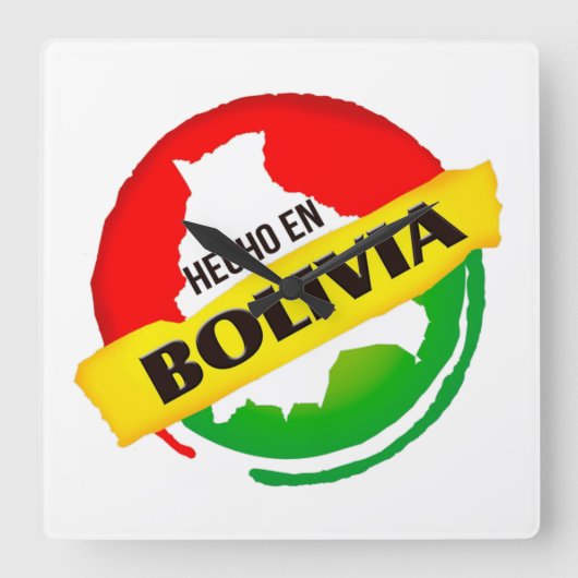Reloj hecho en Bolivia Vierkante Klok (Voorkant)