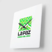 Reloj La Paz ciudad del cielo Vierkante Klok (Hoek)