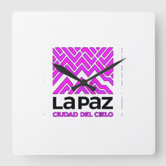 Reloj La Paz ciudad del cielo Vierkante Klok (Voorkant)