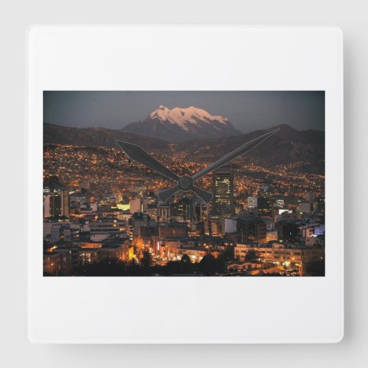 Reloj recuerdo de La Paz Bolivia Vierkante Klok (Voorkant)