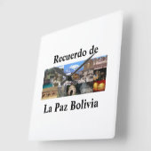Reloj  recuerdo de La Paz Bolivia Vierkante Klok (Hoek)