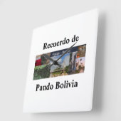 Reloj recuerdo de Pando Bolivia Vierkante Klok (Hoek)