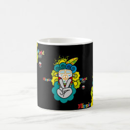 Reloj Redondo Grande HIPPIE WORLD Peace and LOVE Koffiemok