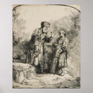 Rembrandt - Abraham en Isaak 1645 Poster