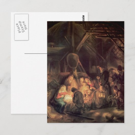 Rembrandt- Adoration of the Shepherds Briefkaart (Voorkant / Achterkant)