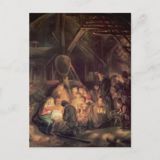 Rembrandt- Adoration of the Shepherds Briefkaart (Voorkant)