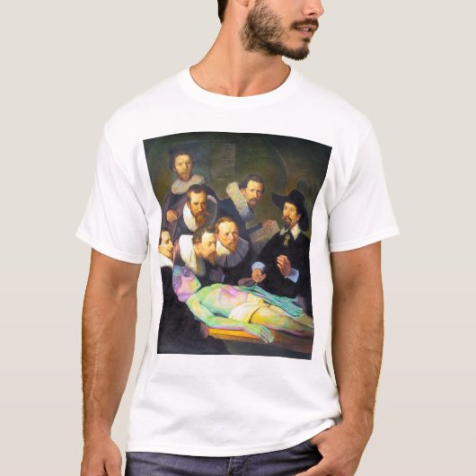 Rembrandt Anatomieles met Alien Schilderen Mannen T-shirt (Voorkant)