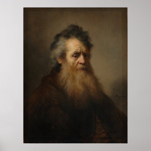 Rembrandt - Baardige oude man Poster (Voorkant)