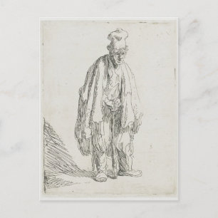 Rembrandt-Beggar in een hoge Pet Briefkaart