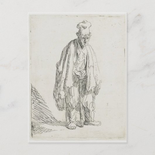 Rembrandt-Beggar in een hoge Pet Briefkaart (Voorkant)