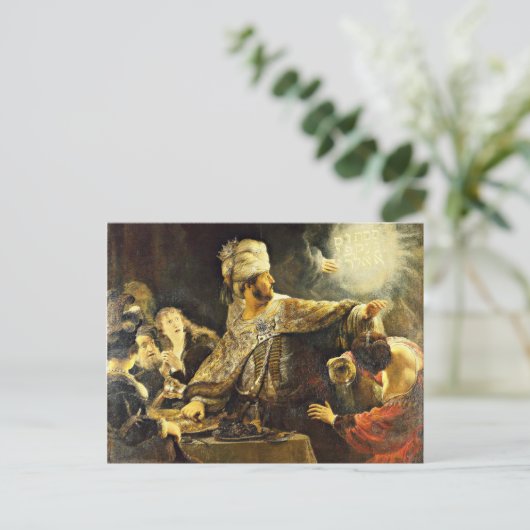 Rembrandt - Belsazzars Feest, religieuze schilderk Briefkaart (Staand voorkant)