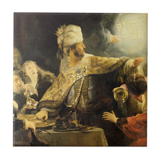 Rembrandt - Belsazzars feestmaal, Tegeltje (Voorkant)