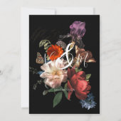 Rembrandt Bloemen Bruiloft Monogram Uitnodiging (Achterkant)