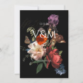 Rembrandt Bloemen Donker Moody Bruiloft Monogram Kaart (Achterkant)