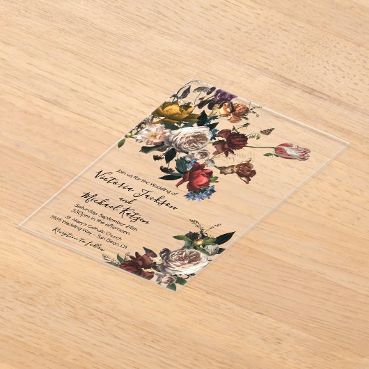 Rembrandt Bloemen Licht & Luchtig Huwelijk Acryl Uitnodigingen (Laagn)