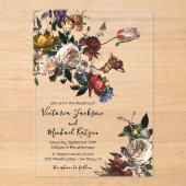 Rembrandt Bloemen Licht & Luchtig Huwelijk Acryl Uitnodigingen (Voorkant)