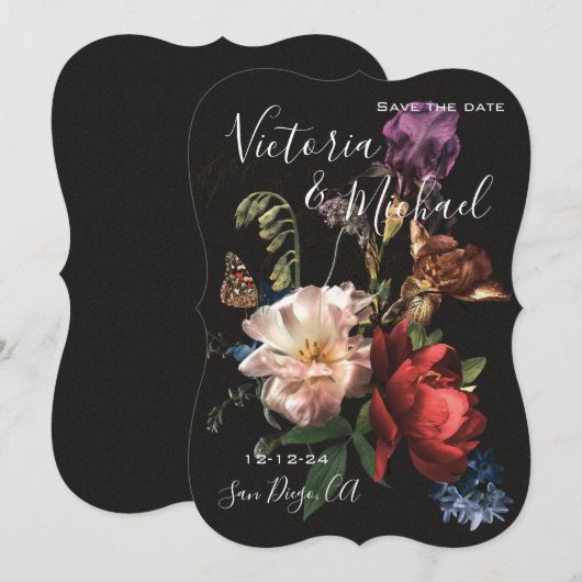 Rembrandt Bloemige Save the Date Trouwdag Kaart (Voorkant / Achterkant)