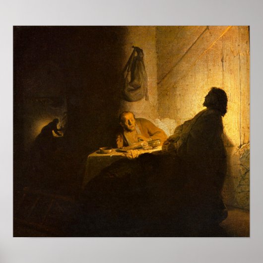 Rembrandt - Christus in Emmaus Poster (Voorkant)